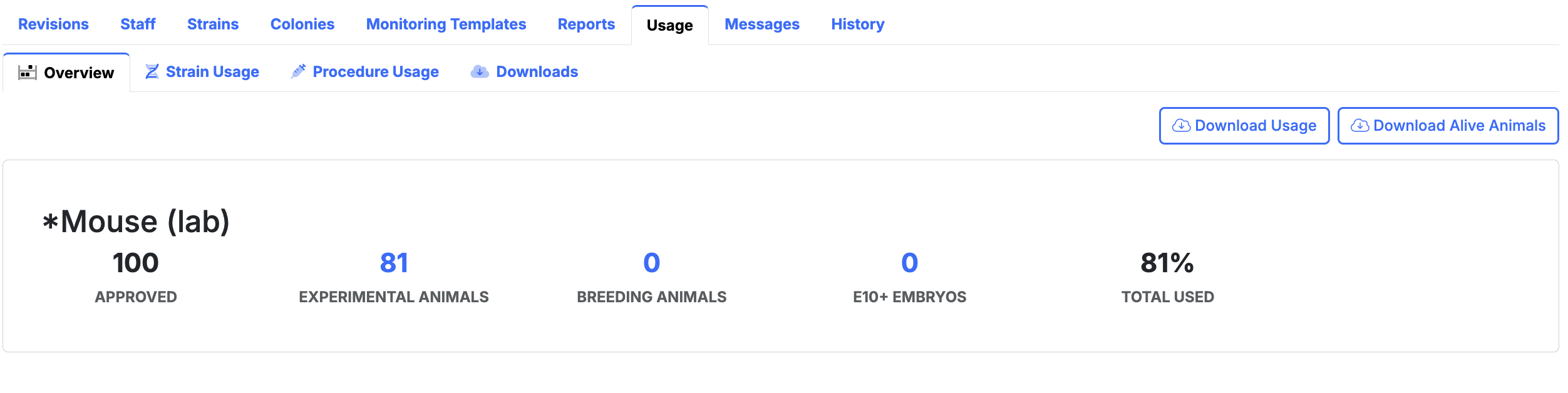 Ethics usage and reporting screenshot